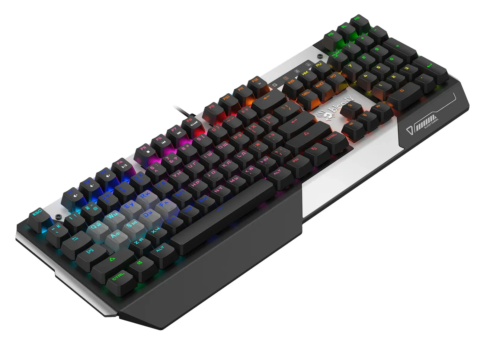 Клавиатура A4Tech B865R механическая серый/черный USB for gamer LED кабель 1.8м - фото 2