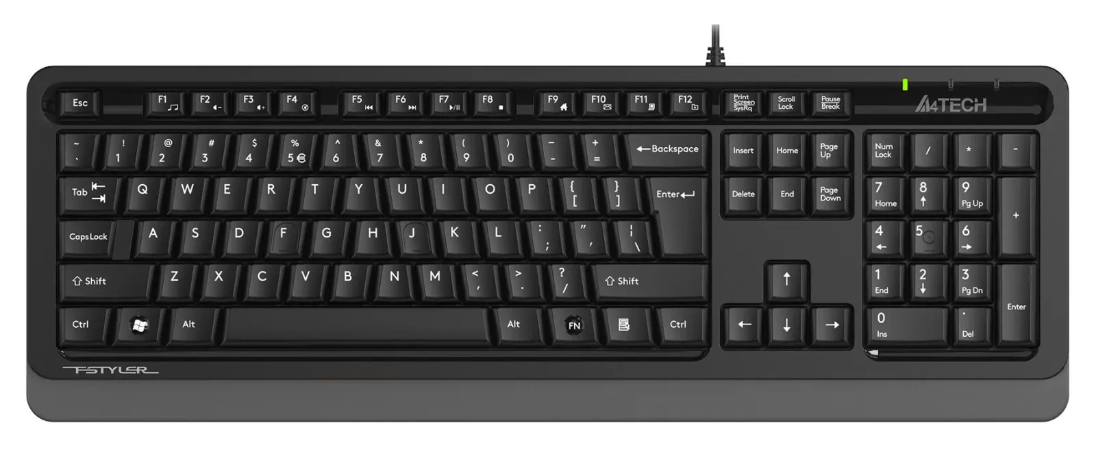 Клавиатура A4Tech FKS10 черный/серый USB подставка для запястий FKS10 GREY кабель 1.5м