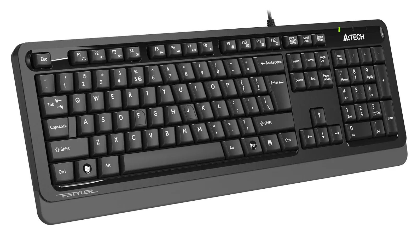 Клавиатура A4Tech FKS10 черный/серый USB подставка для запястий FKS10 GREY кабель 1.5м - фото 2
