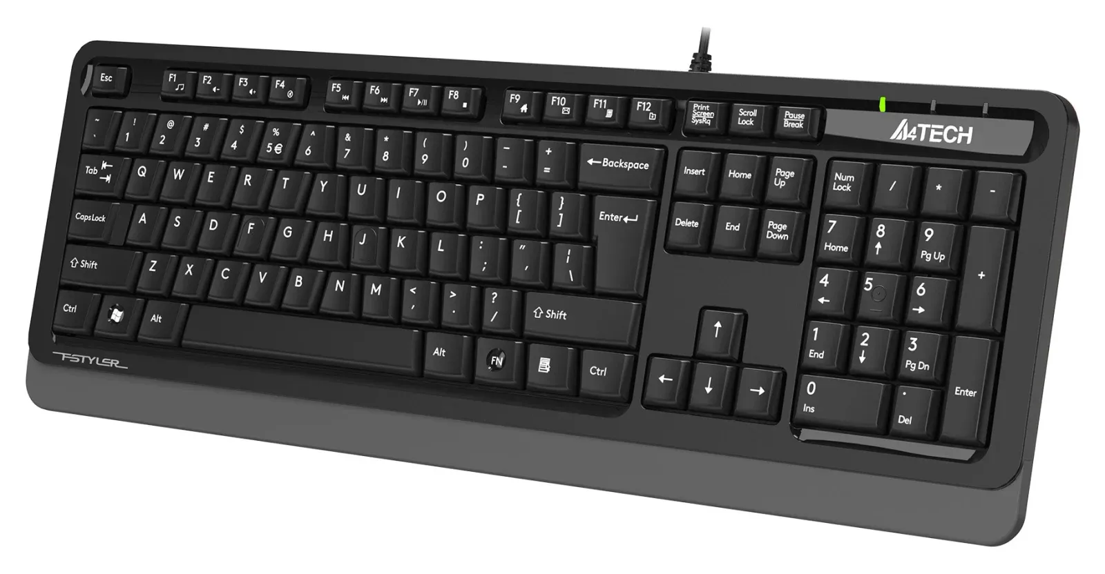 Клавиатура A4Tech FKS10 черный/серый USB подставка для запястий FKS10 GREY кабель 1.5м - фото 3