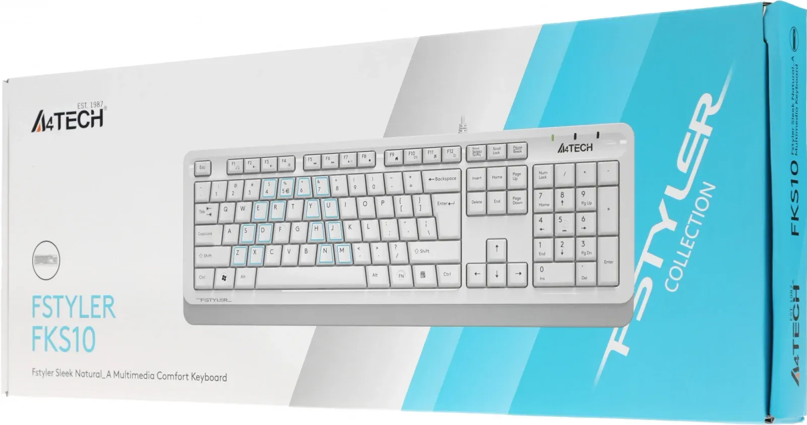 Клавиатура A4Tech FKS10 белый/серый USB подставка для запястий FKS10 WHITE кабель 1.5м - фото 6
