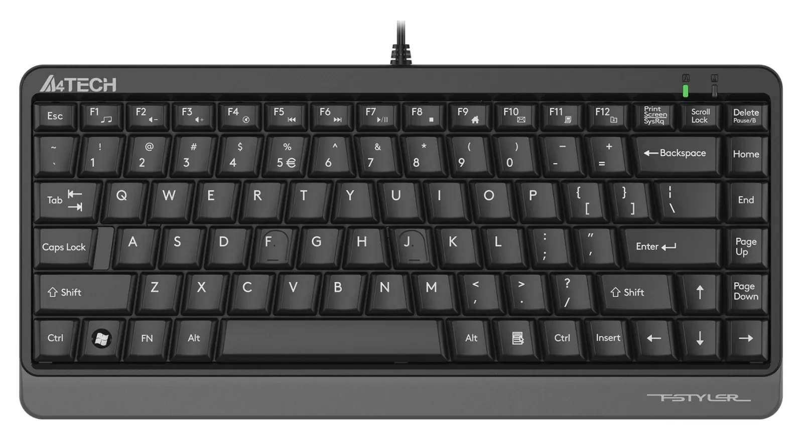 Клавиатура A4Tech FKS11 черный/серый USB FKS11 GREY кабель 1.5м