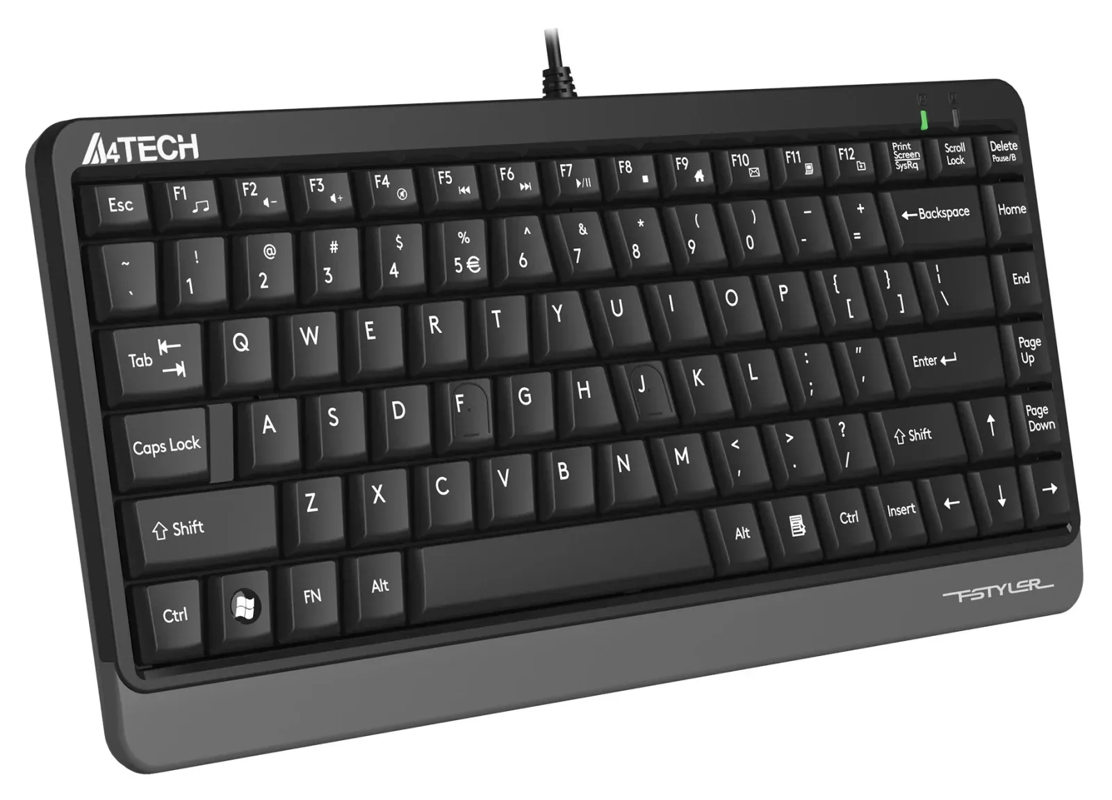 Клавиатура A4Tech FKS11 черный/серый USB FKS11 GREY кабель 1.5м - фото 2