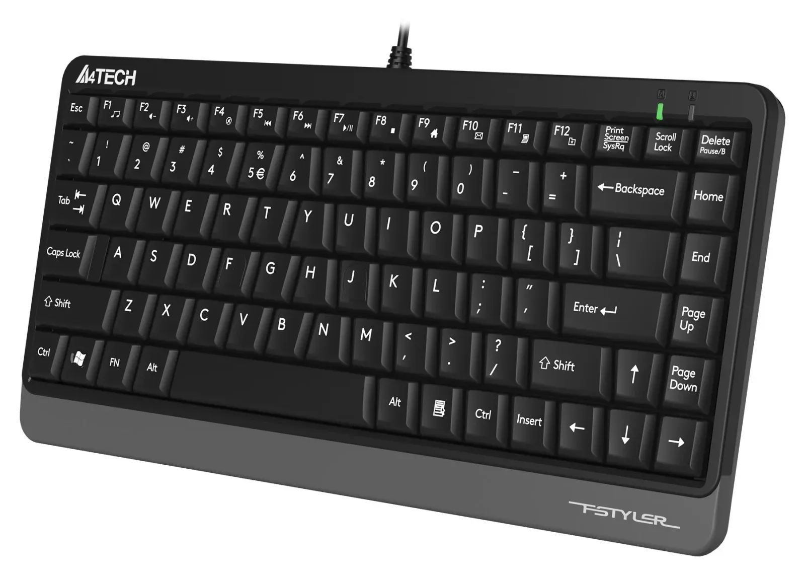 Клавиатура A4Tech FKS11 черный/серый USB FKS11 GREY кабель 1.5м - фото 3