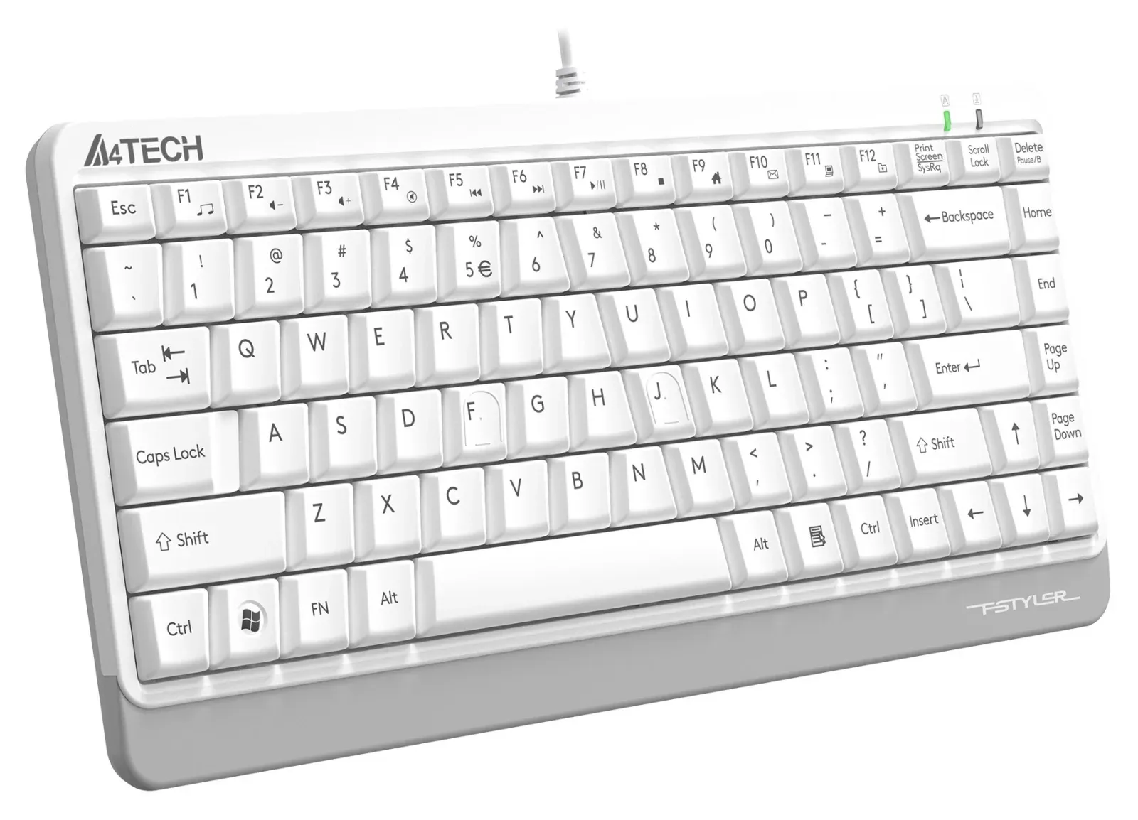 Клавиатура A4Tech FKS11 белый/серый USB FKS11 WHITE кабель 1.5м - фото 2