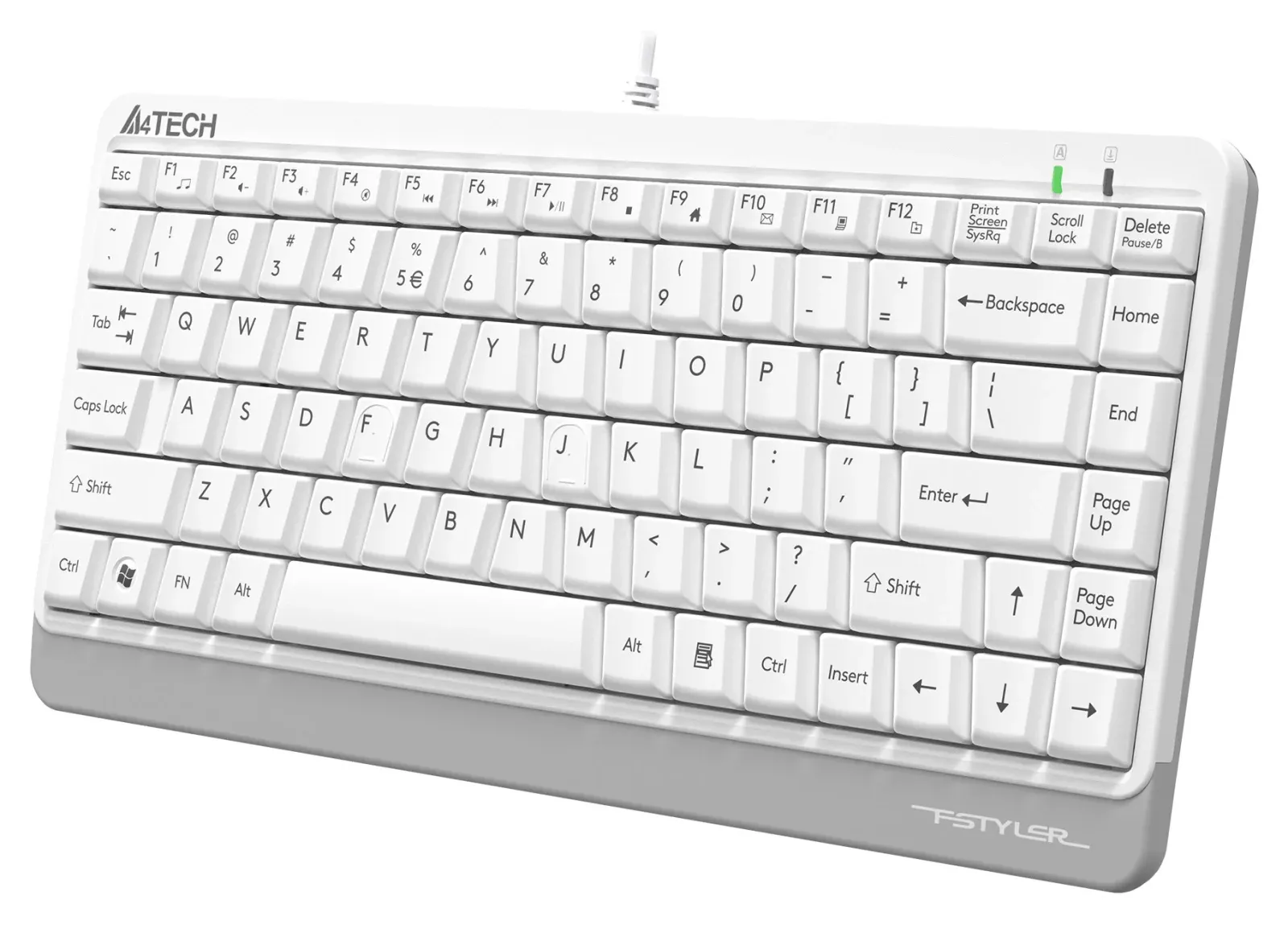 Клавиатура A4Tech FKS11 белый/серый USB FKS11 WHITE кабель 1.5м - фото 3