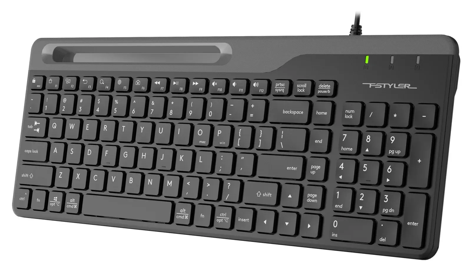 Клавиатура A4Tech FK25 черный/серый USB slim FK25 BLACK кабель 1.5м - фото 3