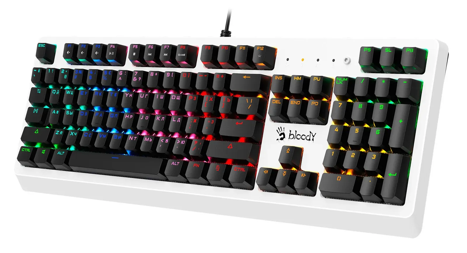 Клавиатура A4Tech B810RC механическая белый/черный USB for gamer LED B810RC WHITE кабель 1.8м - фото 2