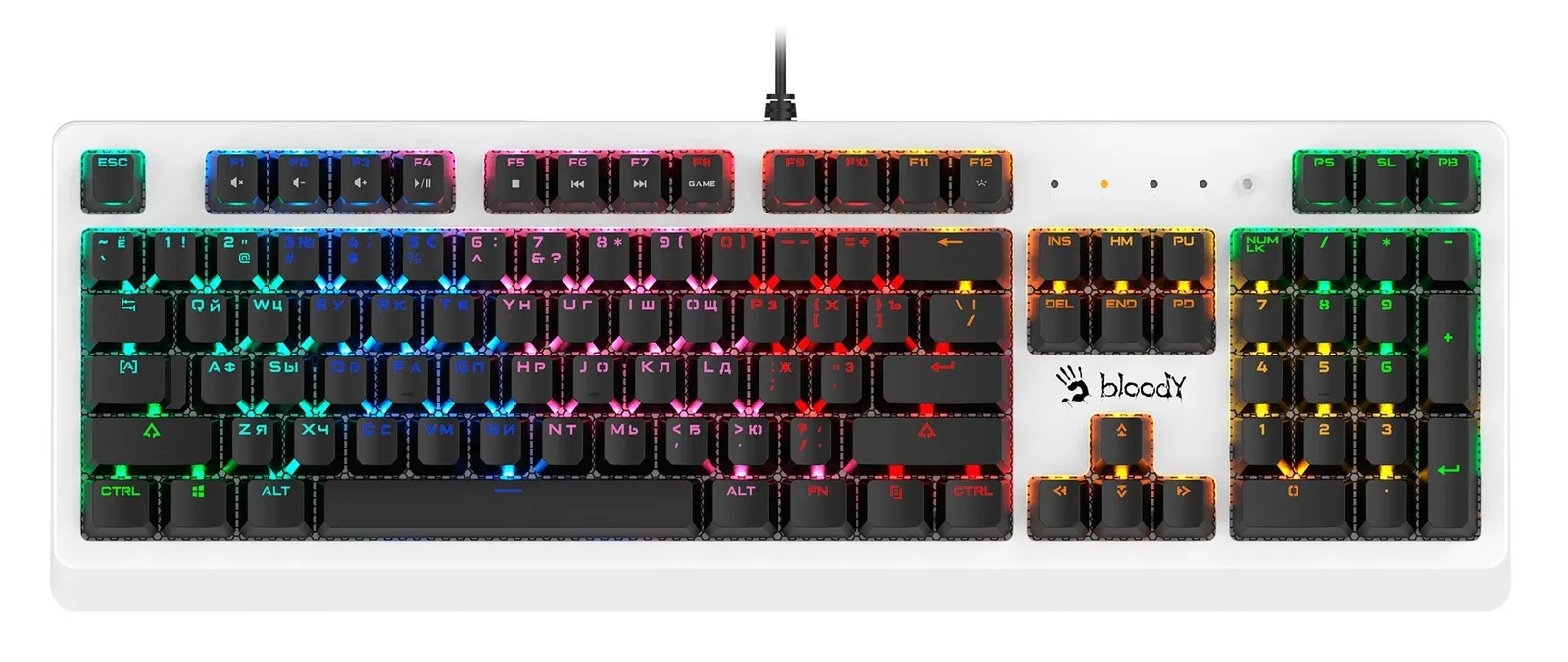 Клавиатура A4Tech B810RC механическая белый/черный USB for gamer LED B810RC WHITE кабель 1.8м - фото 6