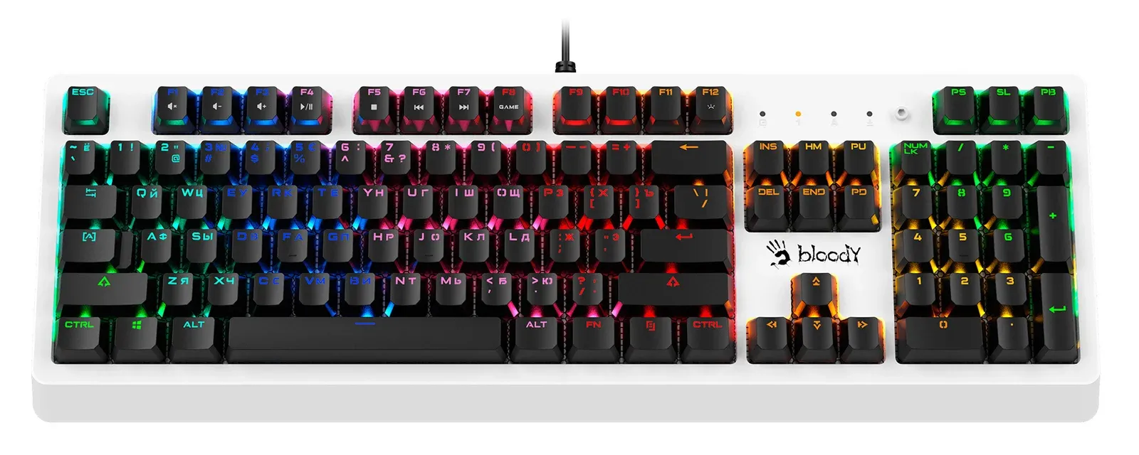 Клавиатура A4Tech B810RC механическая белый/черный USB for gamer LED B810RC WHITE кабель 1.8м - фото 7
