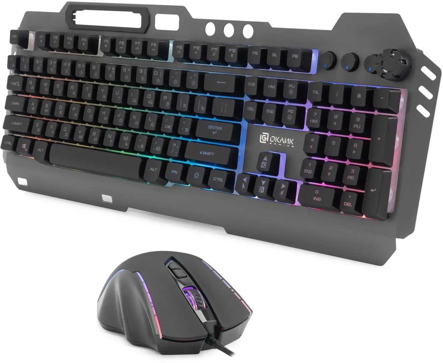 Клавиатура + мышь Оклик 700GMK клав:черный мышь:черный USB Multimedia LED 1533156 - фото 2