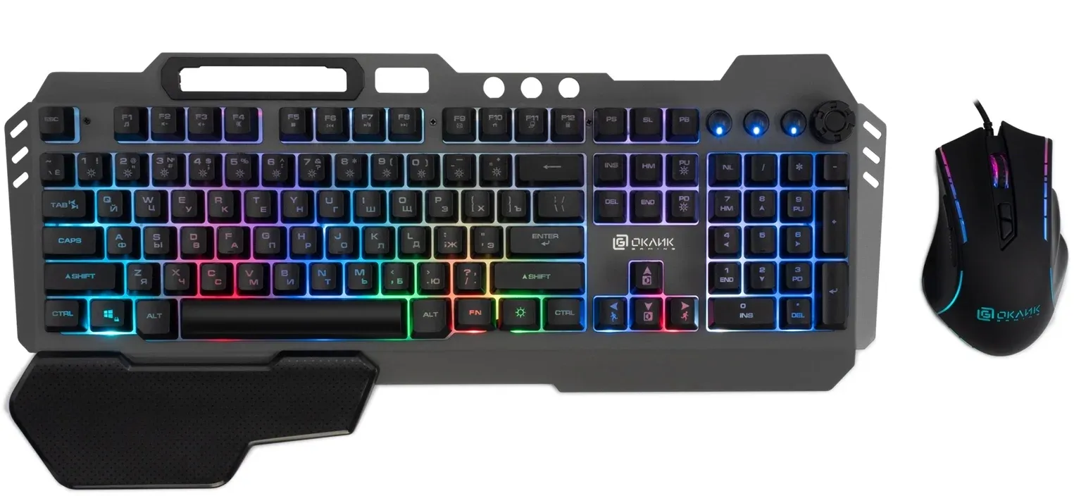 Клавиатура + мышь Оклик 700GMK клав:черный мышь:черный USB Multimedia LED 1533156 - фото 6