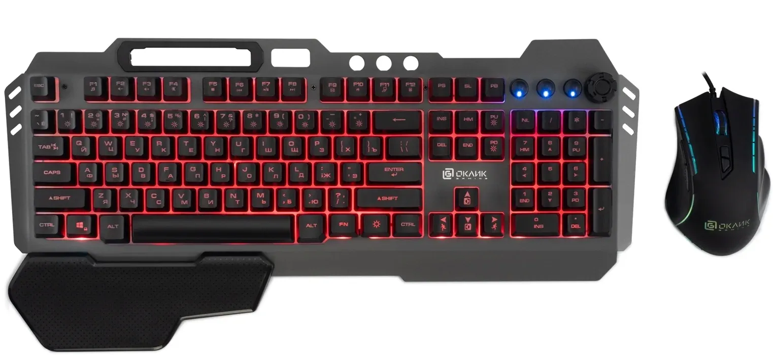 Клавиатура + мышь Оклик 700GMK клав:черный мышь:черный USB Multimedia LED 1533156 - фото 7