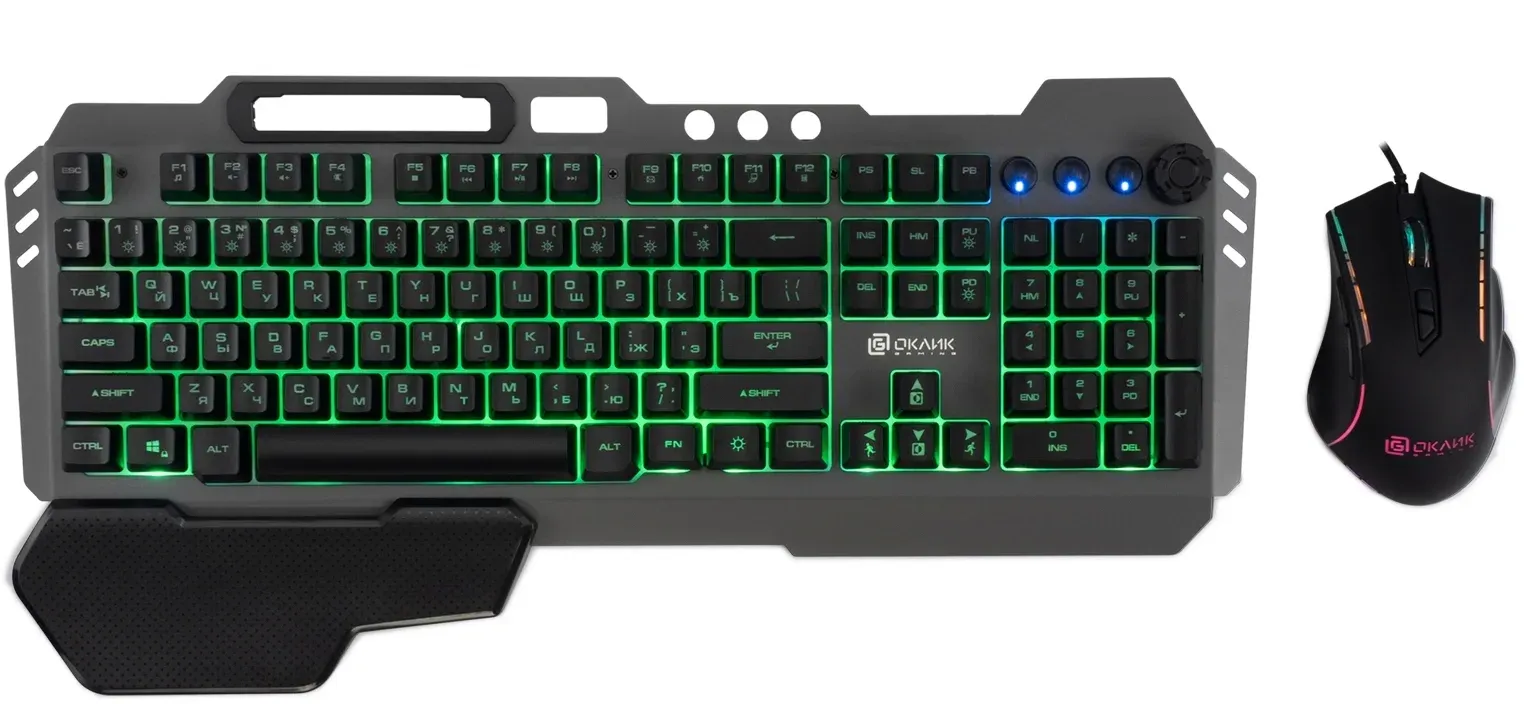 Клавиатура + мышь Оклик 700GMK клав:черный мышь:черный USB Multimedia LED 1533156 - фото 8