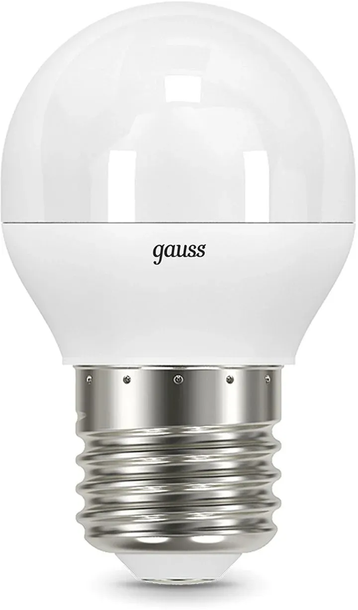 Лампа светодиодная Gauss Black 6.5Вт цок.:E27 шар 220B св.свеч.бел.теп. G45 упак.:10шт 105102107 - фото 4