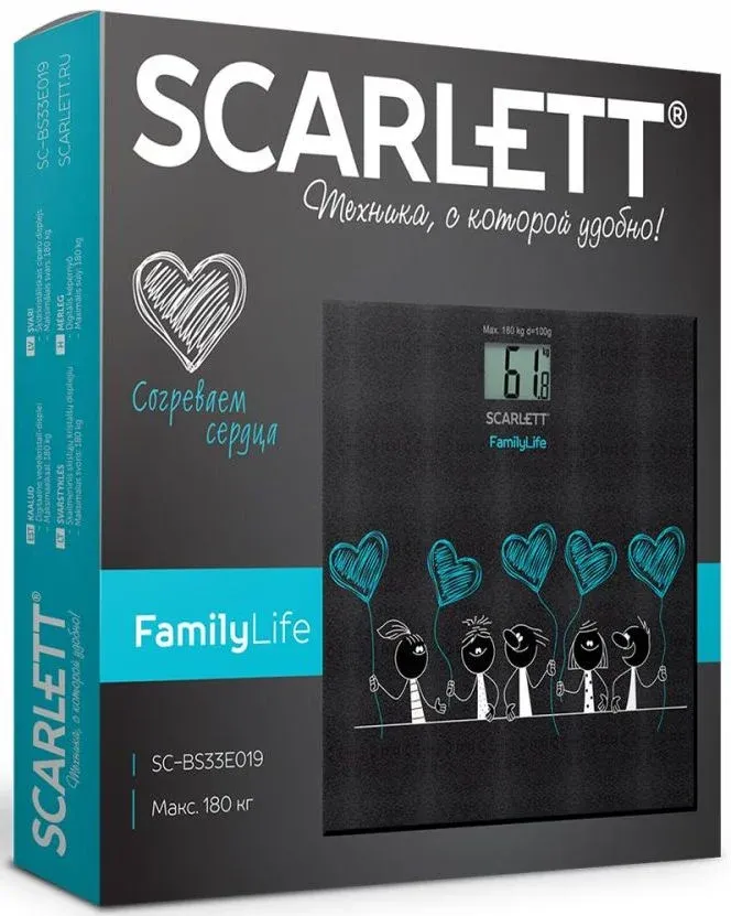 Весы напольные электронные Scarlett SC-BS33E019 макс.180кг черный/рисунок - фото 2