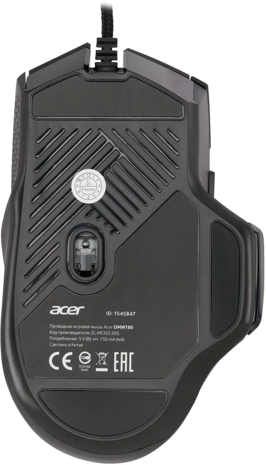 Мышь Acer OMW180 черный оптическая 6400dpi USB 9but ZL.MCEEE.00S - фото 3