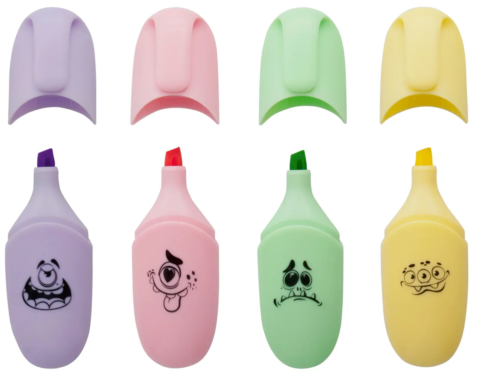 Набор текстовыделителей Silwerhof Monster Pastel 1-4мм 4цв. коробка с европодвесом - фото 5