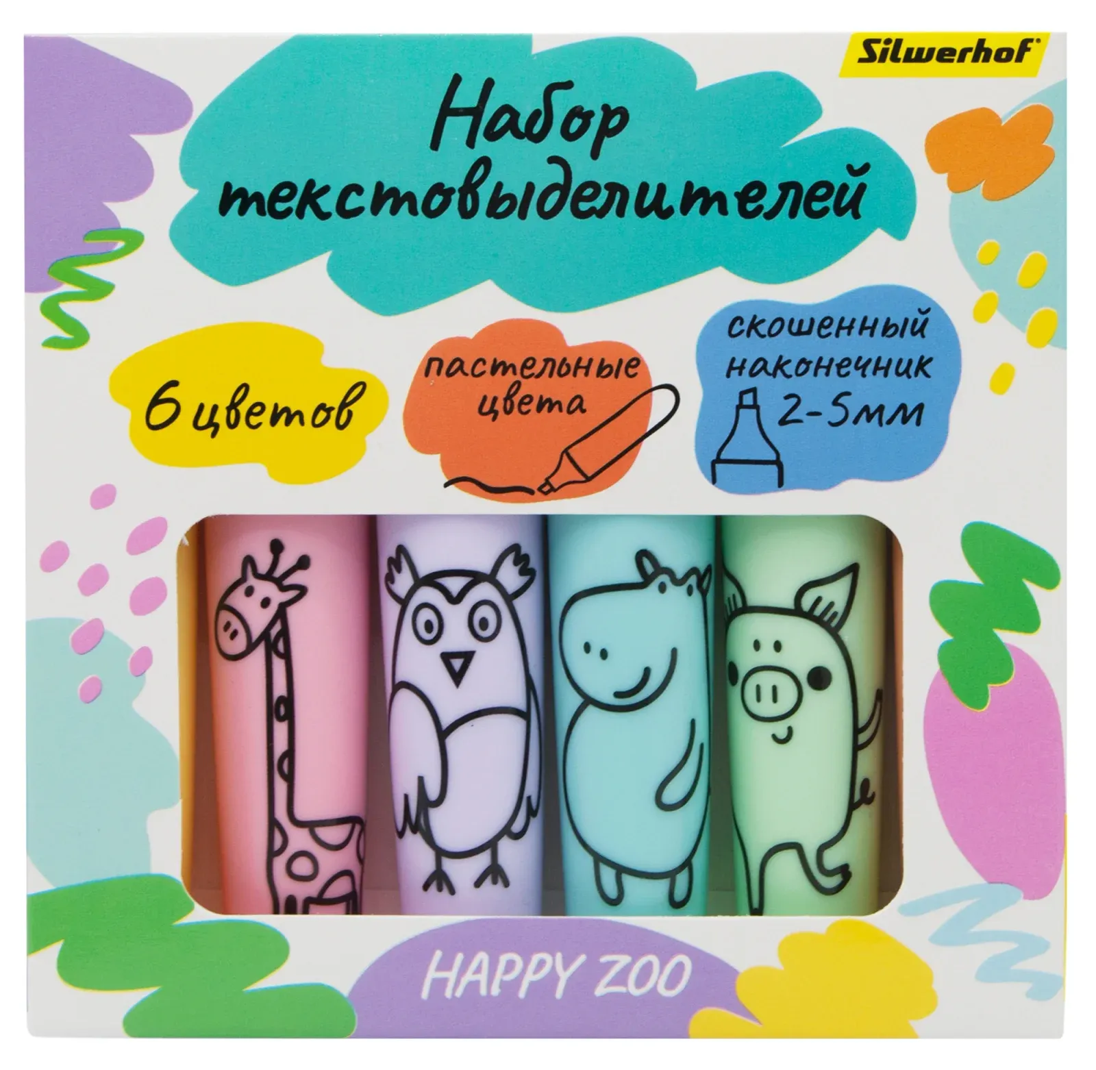 Текстовыделители SILWERHOF HAPPY ZOO - фото 1