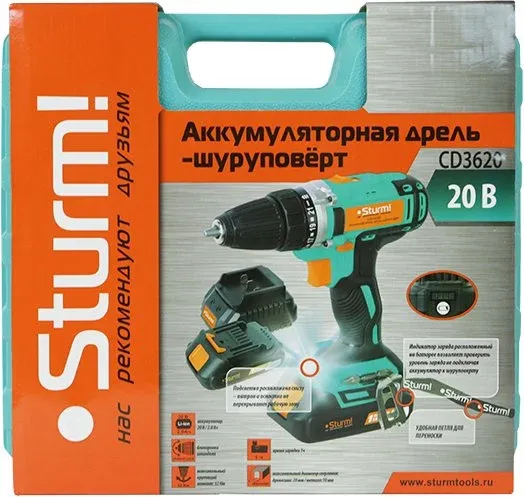 Дрель-шуруповерт Sturm! CD3620 аккум. патрон:быстрозажимной кейс в комплекте - фото 4