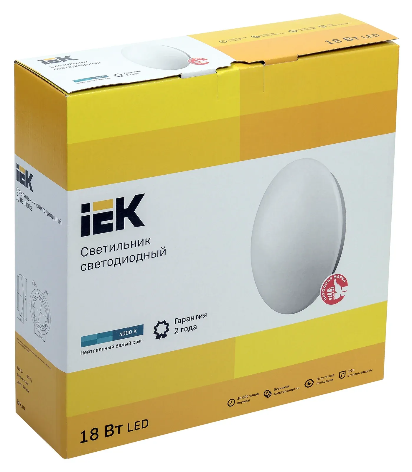 Светильник IEK ДПБ1002 18Вт 4000K белый LDPB0-1002-18-4000-K01 - фото 2