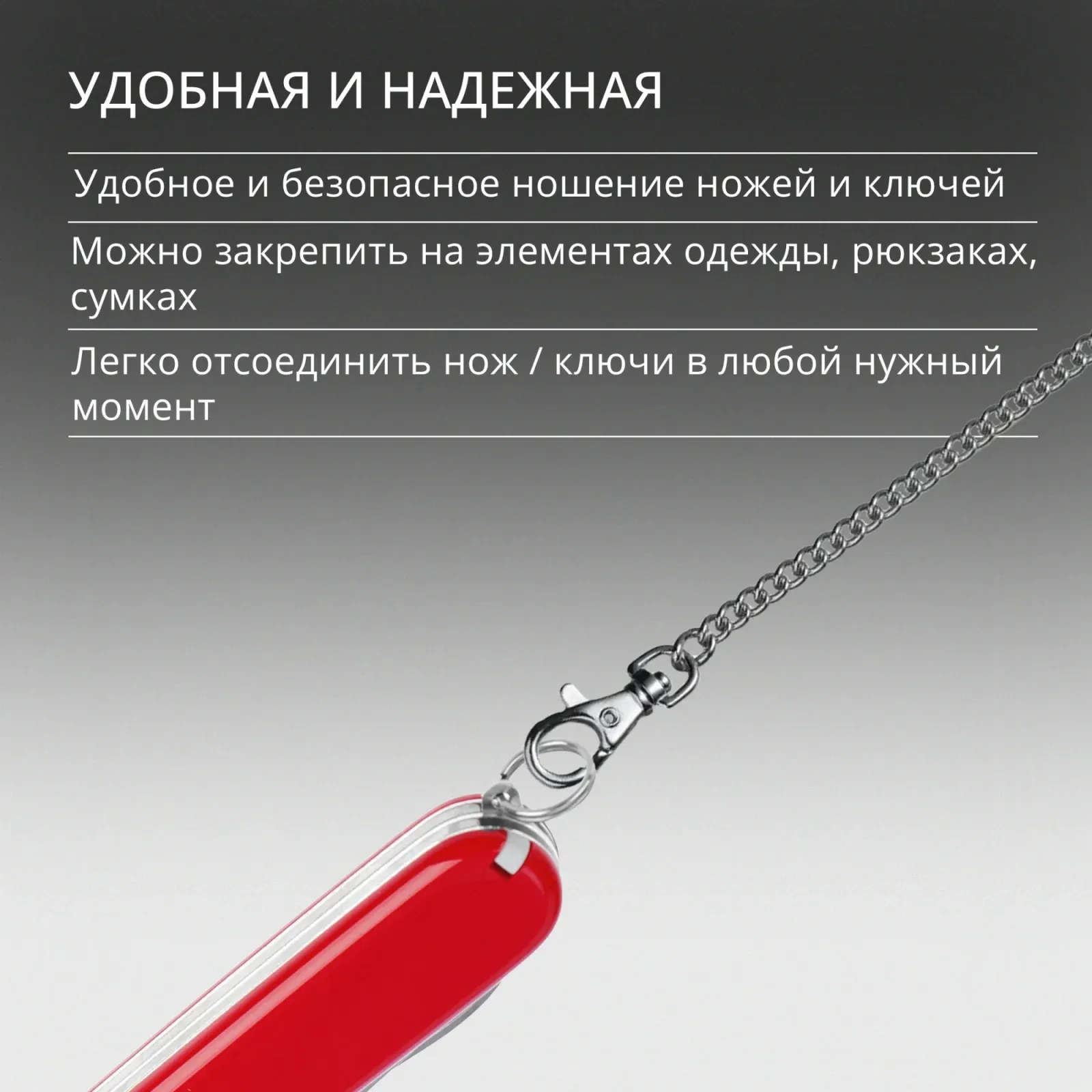 Цепочка для пероч.ножа Victorinox 4.1815.80 серебристый 800мм d1.5мм блистер - фото 5