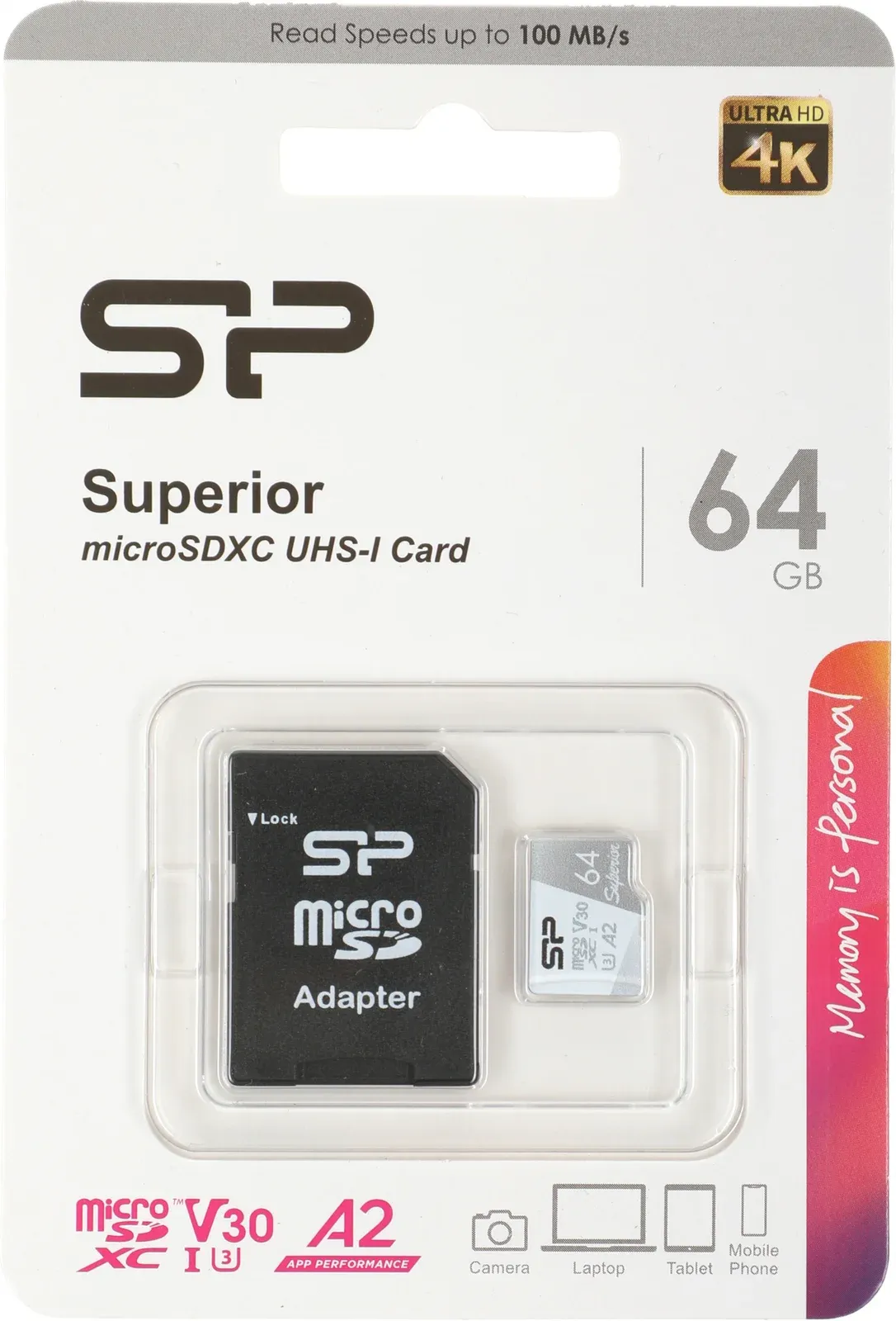 Флеш карта microSDXC 64GB Silicon Power SP064GBSTXDA2V20SP Superior + adapter - фото 3