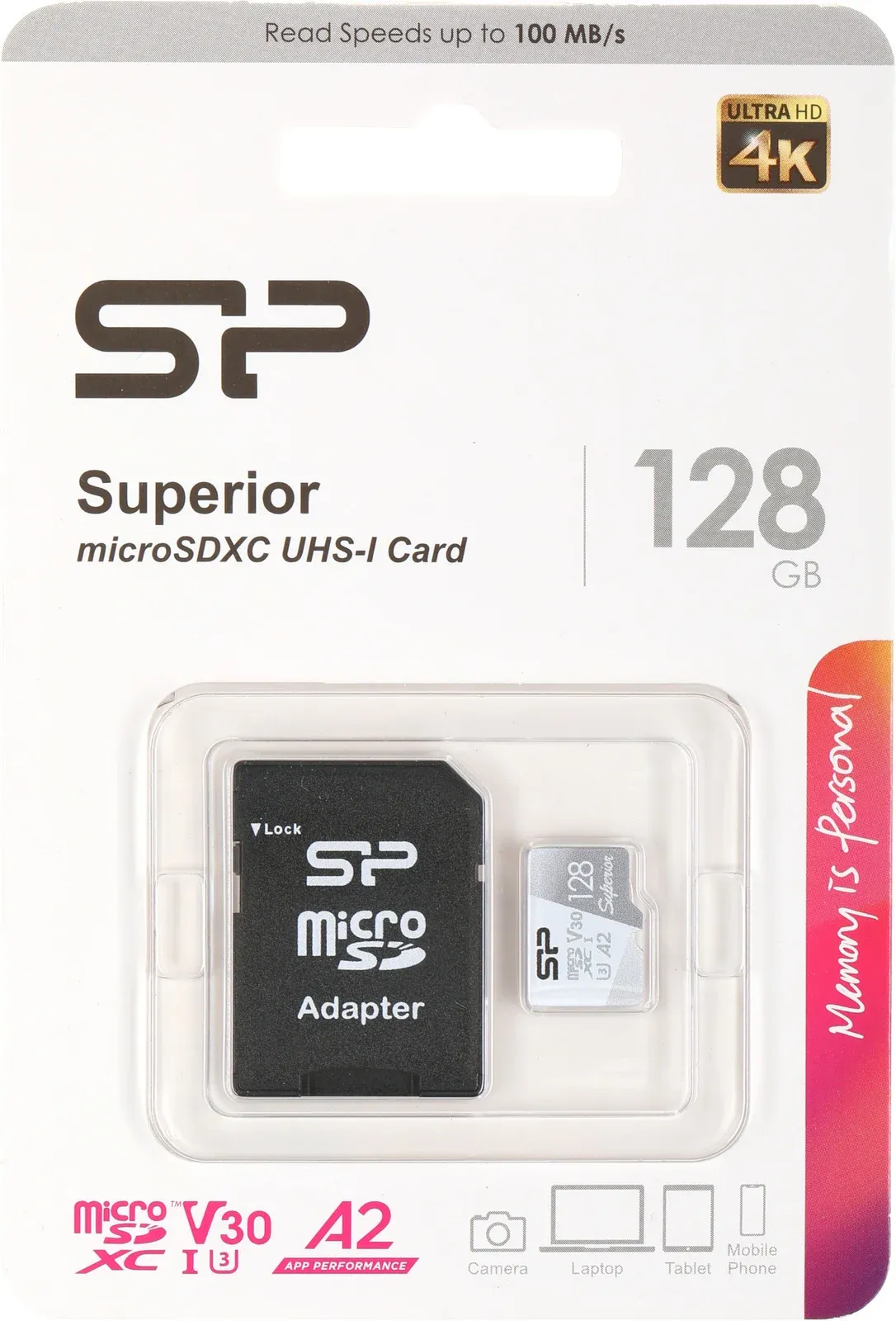 Флеш карта microSDXC 128GB Silicon Power SP128GBSTXDA2V20SP Superior + adapter - фото 1