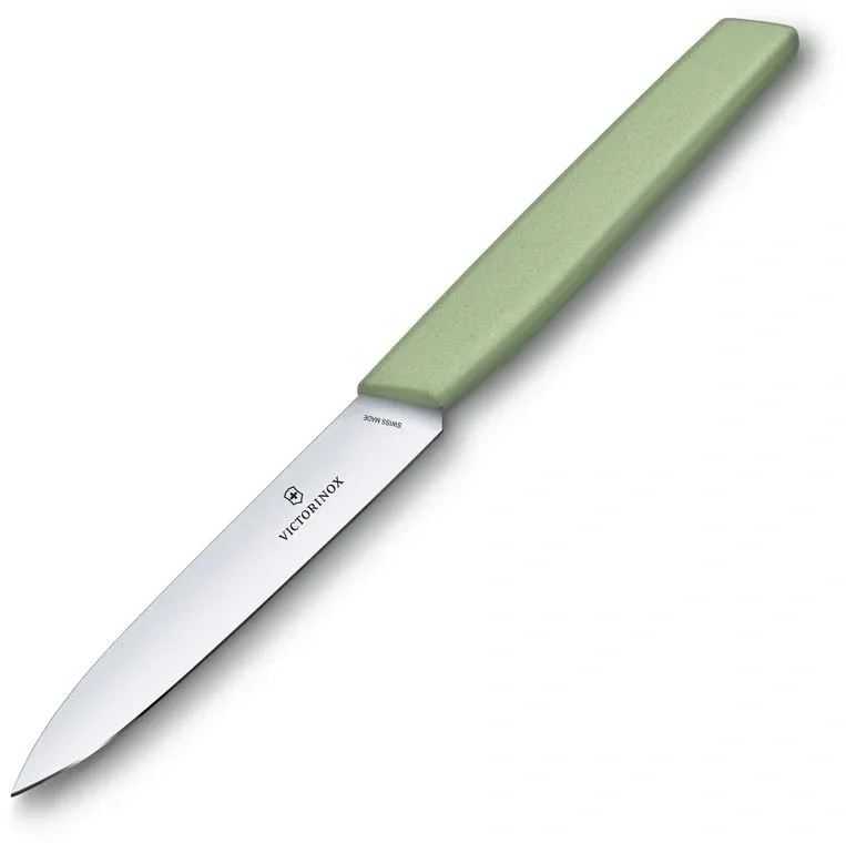 Нож кухонный Victorinox Swiss Modern 6.9006.1042 стальной универсальный лезв.100мм прямая заточка зеленый - фото 3