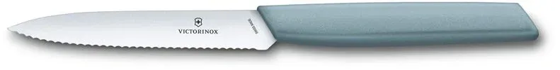 Нож кухонный Victorinox Swiss Modern 6.9006.10W21 стальной универсальный лезв.100мм серрейт. заточка голубой - фото 1