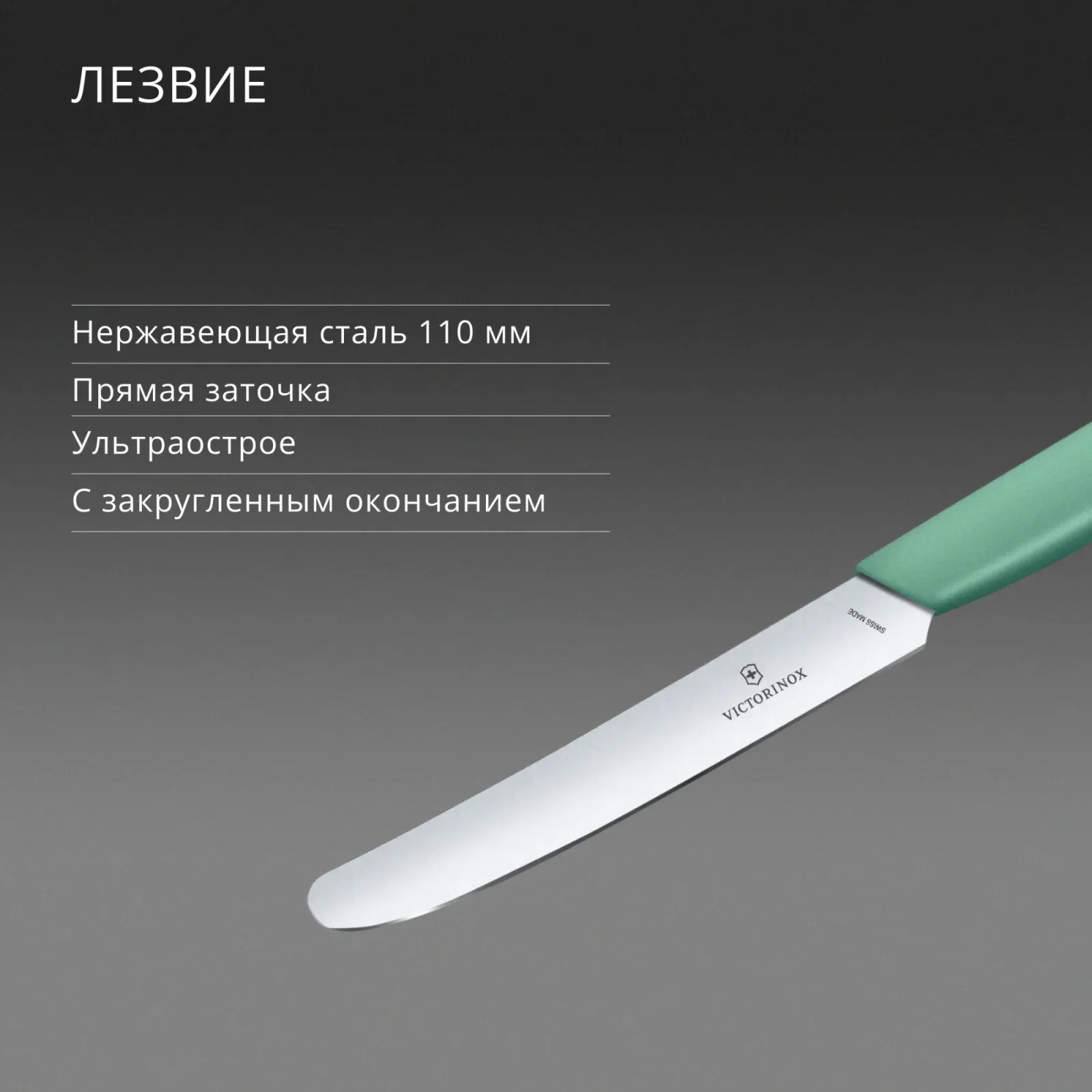Нож кухонный Victorinox Swiss Modern 6.9006.1141 стальной столовый лезв.110мм прямая заточка мятный - фото 7