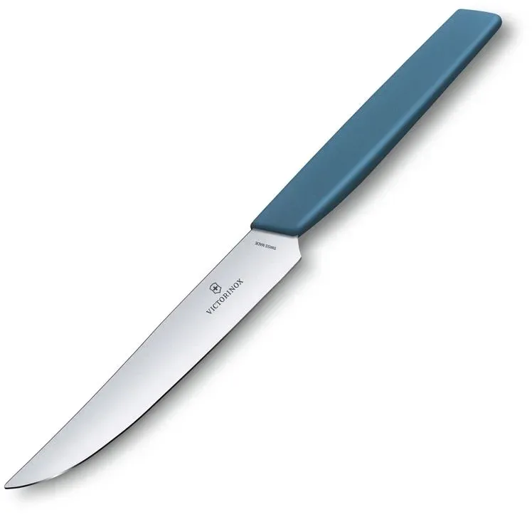 Нож кухонный Victorinox Swiss Modern 6.9006.122 стальной столовый для стейка лезв.120мм прямая заточка синий - фото 3