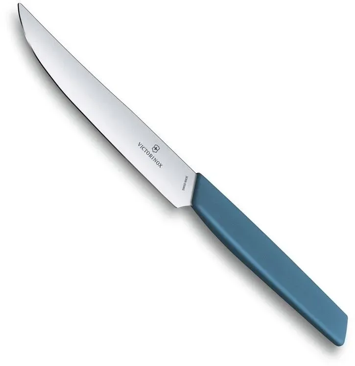 Нож кухонный Victorinox Swiss Modern 6.9006.122 стальной столовый для стейка лезв.120мм прямая заточка синий - фото 4