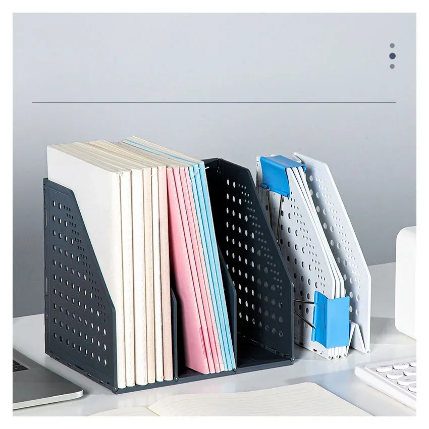 Лоток вертикальный Deli 79003GREY 79003Gray 3отд. складной A5 200х150х180мм серый пластик - фото 3