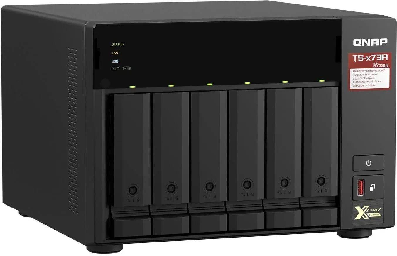 Сетевое хранилище NAS Qnap TS-673A-8G 6-bay настольный Ryzen V1500B, черный - фото 3