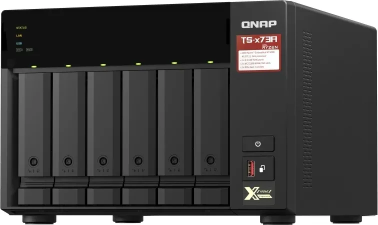 Сетевое хранилище NAS Qnap TS-673A-8G 6-bay настольный Ryzen V1500B, черный - фото 4