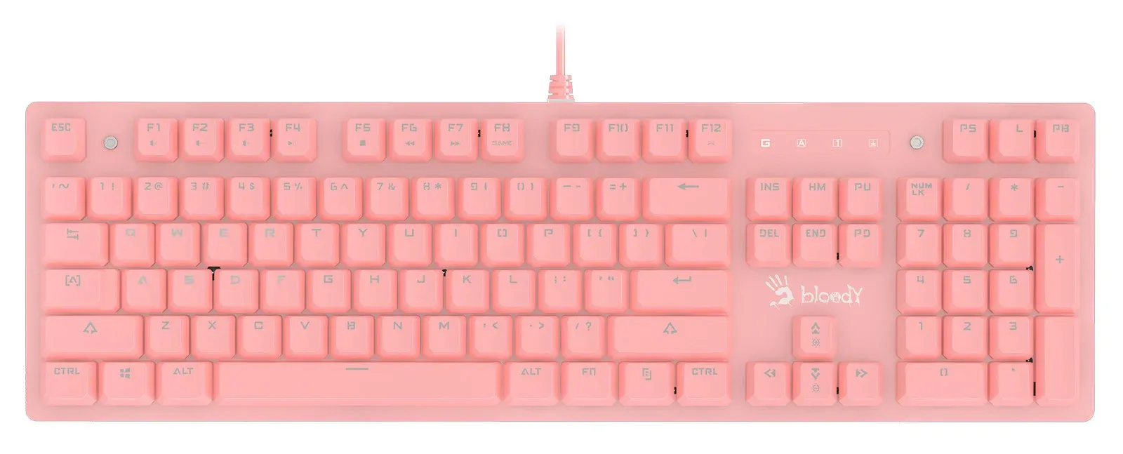 Клавиатура A4Tech B800 Dual Color механическая белый/белый USB for gamer LED B800 PINK кабель 1.8м - фото 4