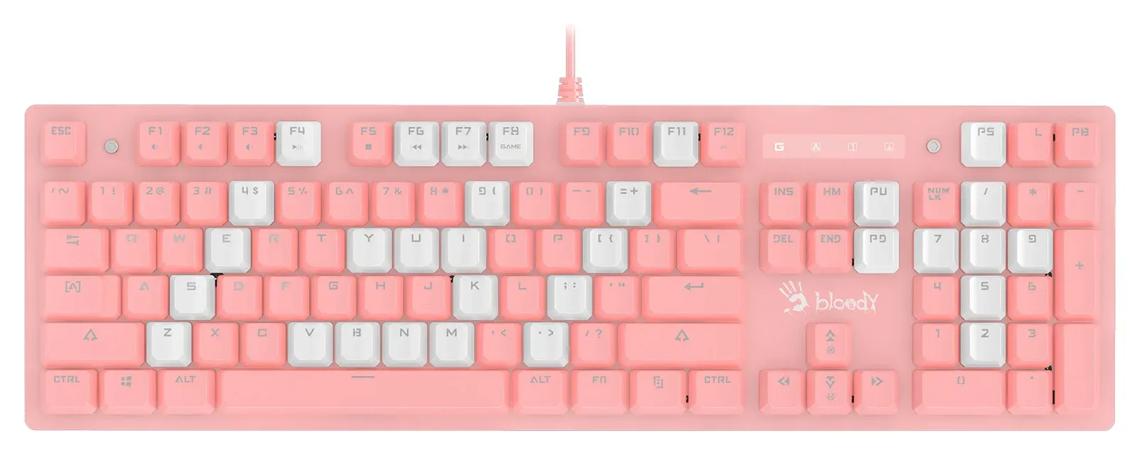 Клавиатура A4Tech B800 Dual Color механическая белый/белый USB for gamer LED B800 PINK кабель 1.8м - фото 6