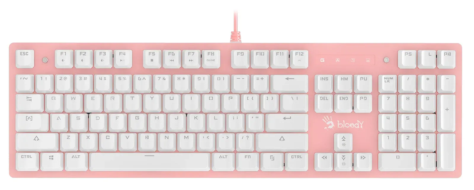 Клавиатура A4Tech B800 Dual Color механическая белый/белый USB for gamer LED B800 PINK кабель 1.8м - фото 7