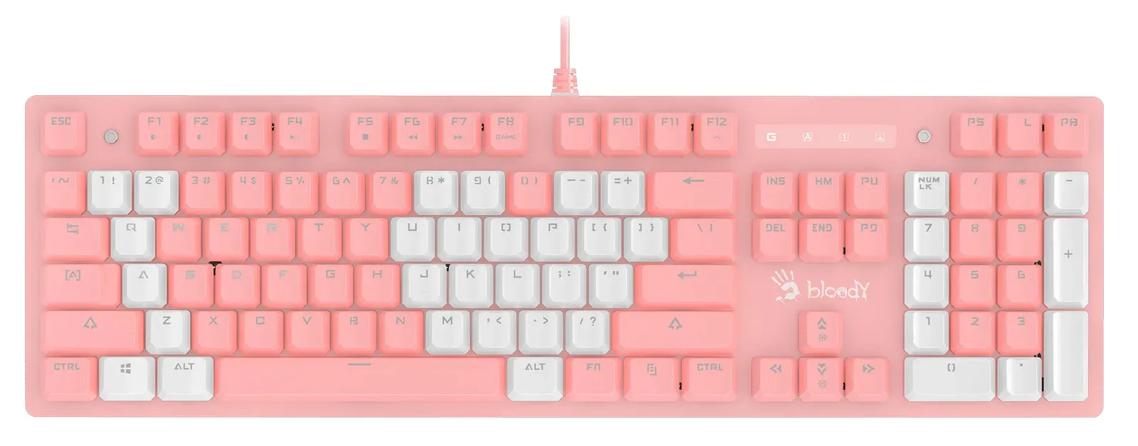 Клавиатура A4Tech B800 Dual Color механическая белый/белый USB for gamer LED B800 PINK кабель 1.8м - фото 8