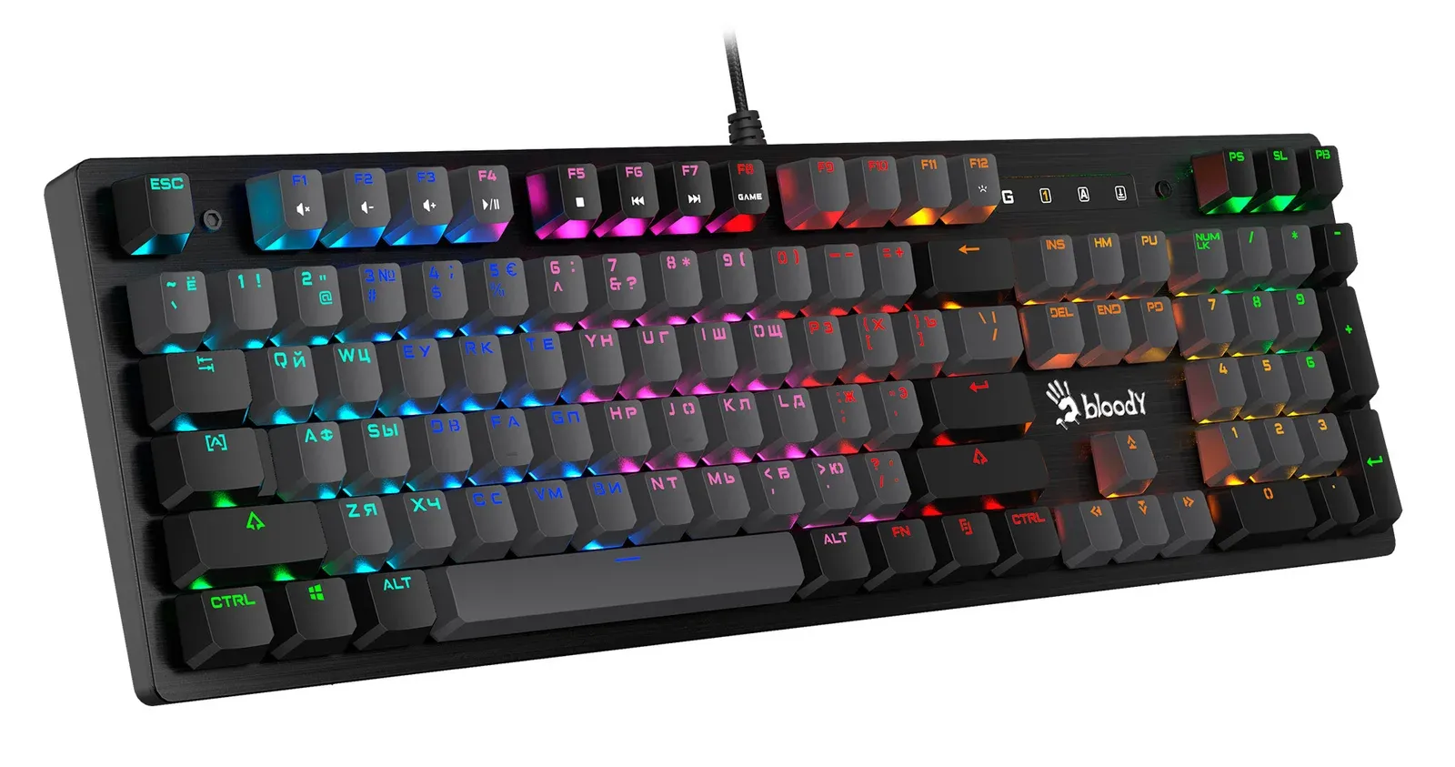 Клавиатура A4Tech B820R Dual Color механическая черный/серый USB for gamer LED B820R GREY BLUE SWITCH кабель 1.8м - фото 4