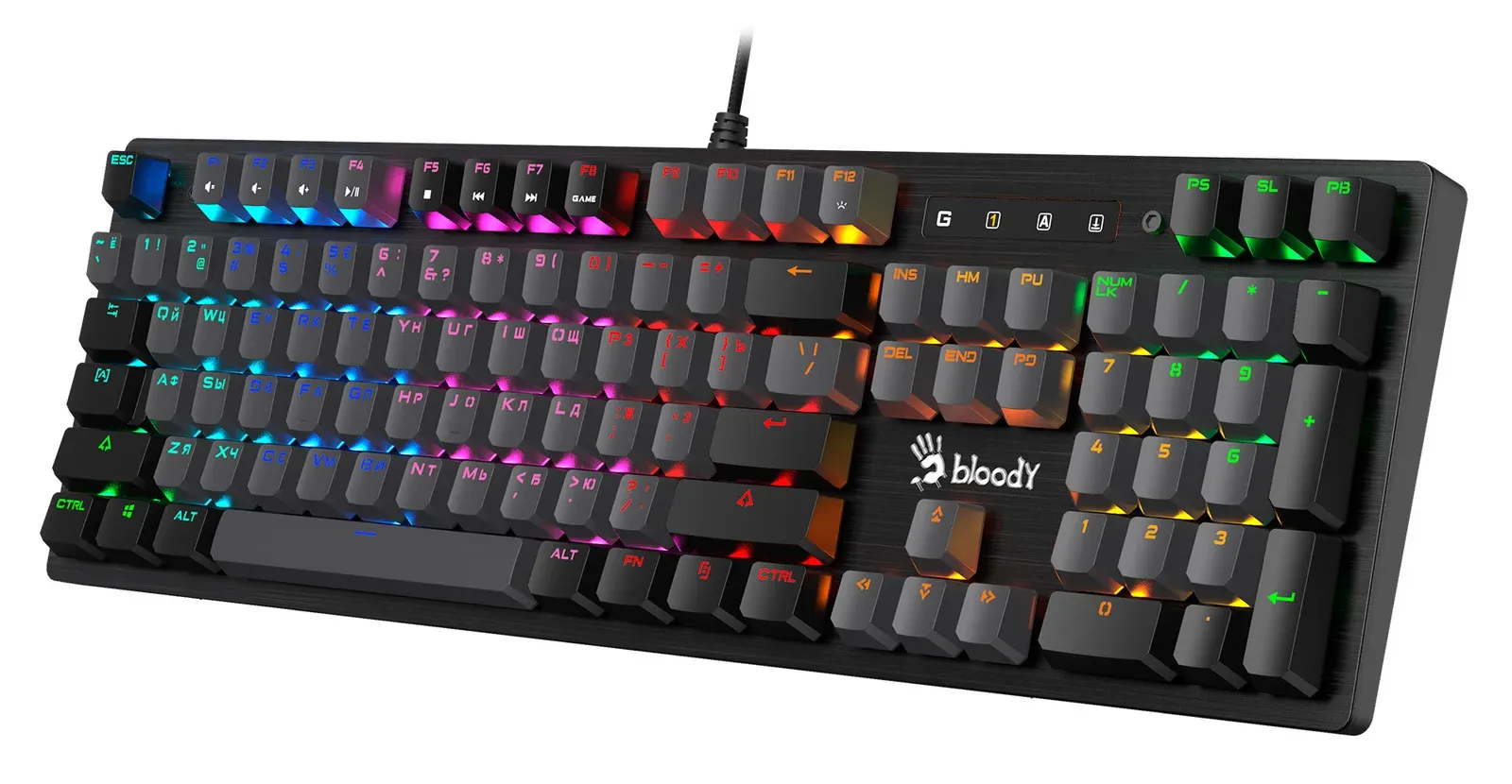 Клавиатура A4Tech B820R Dual Color механическая черный/серый USB for gamer LED B820R GREY BLUE SWITCH кабель 1.8м - фото 6