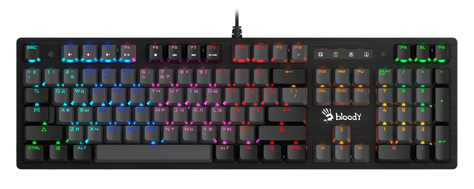 Клавиатура A4Tech B820R Dual Color механическая черный/серый USB for gamer LED B820R GREY BLUE SWITCH кабель 1.8м - фото 7