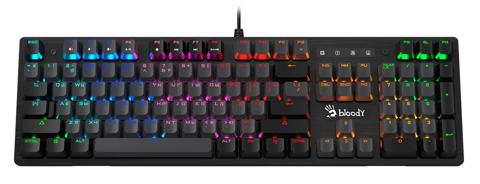 Клавиатура A4Tech B820R Dual Color механическая черный/серый USB for gamer LED B820R GREY BLUE SWITCH кабель 1.8м - фото 8