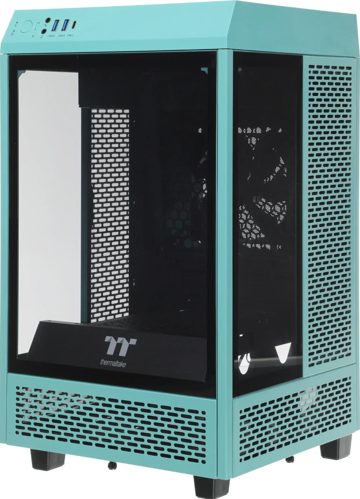 Корпус Thermaltake The Tower 100 Turquoise голубой без БП miniITX 1x120mm 3x140mm 2xUSB3.0 audio bott PSU - фото 2