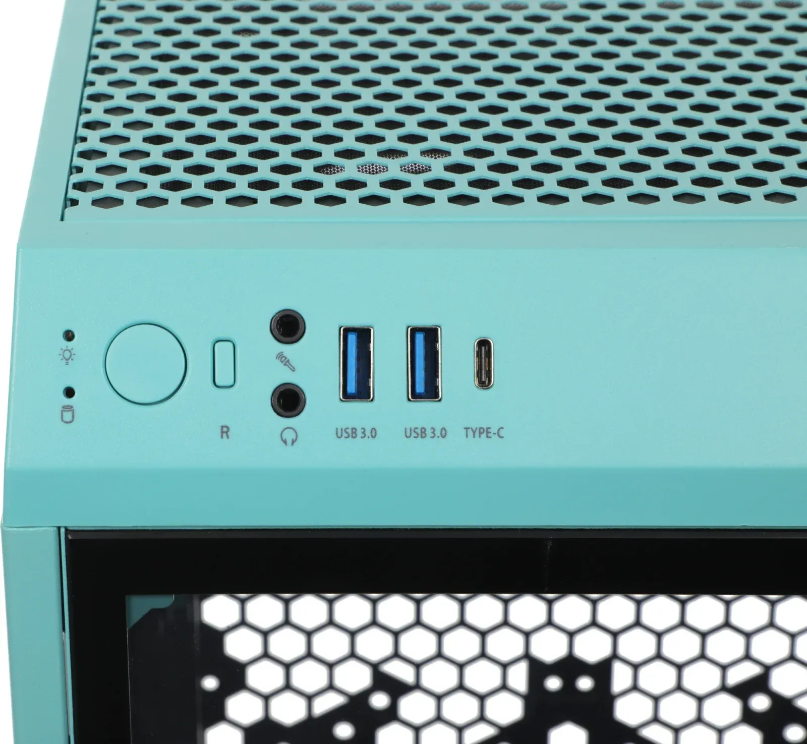 Корпус Thermaltake The Tower 100 Turquoise голубой без БП miniITX 1x120mm 3x140mm 2xUSB3.0 audio bott PSU - фото 7