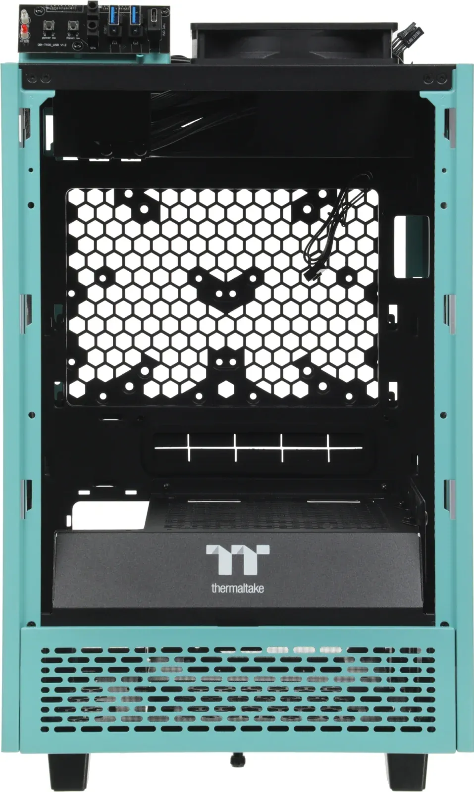 Корпус Thermaltake The Tower 100 Turquoise голубой без БП miniITX 1x120mm 3x140mm 2xUSB3.0 audio bott PSU - фото 8