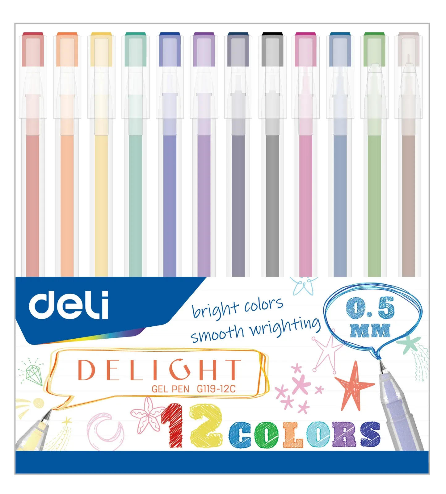 Гелевые ручки DELI EG119-12C