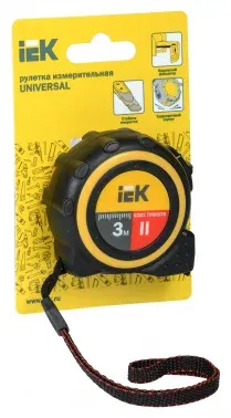 Рулетка строительная IEK Universal дл.полотна 3м изм.шкала в см зацеп простой черный/желтый TIR10-1-003 - фото 5