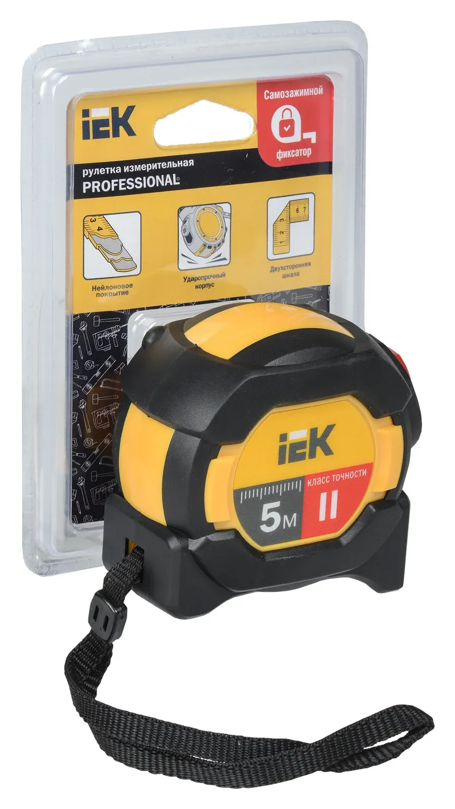 Рулетка строительная IEK Professional TIR10-3-005 дл.полотна 5м изм.шкала в см зацеп двусторонний желтый/черный - фото 2